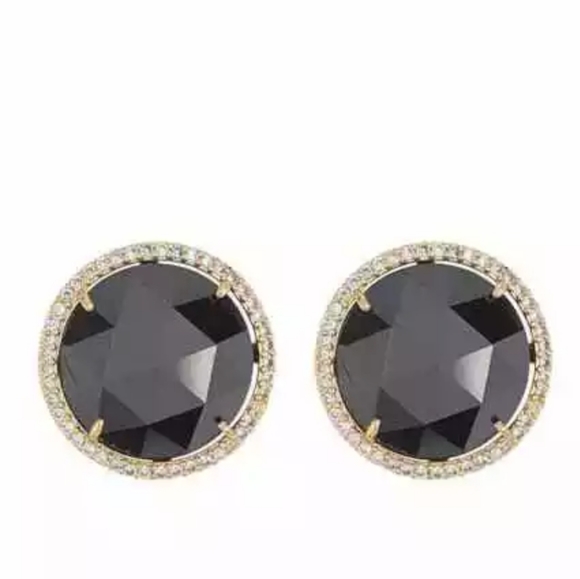 ♠️Kate Spade cubic zirconia she has spark earrings Black Faux Diamond round New - Picture 9 of 11